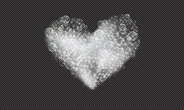 Jabón de espuma de baño con burbujas ilustración vectorial aislada sobre fondo transparente. Corazón de champú y espuma de jabón espuma vector ilustración . — Archivo Imágenes Vectoriales