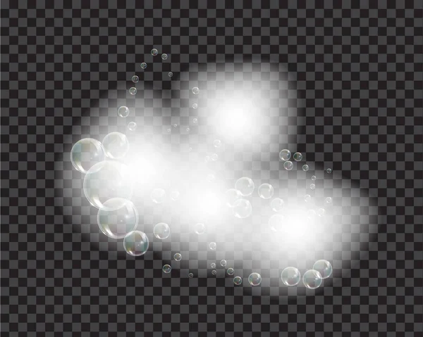 Мыло для ванны с пузырьками изолированная векторная иллюстрация на прозрачном фоне. Векторная иллюстрация шампуня и пенопласта. — стоковый вектор