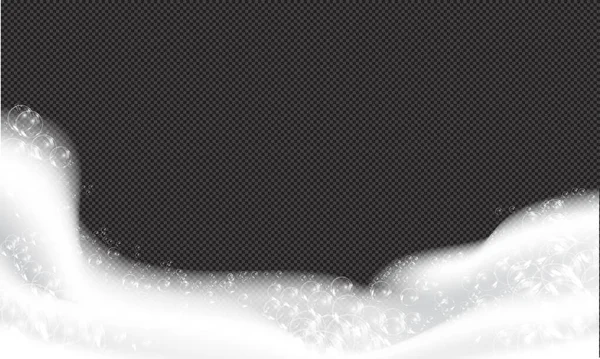 透明な背景に泡分離ベクトルイラスト付きの泡石鹸。シャンプーと石鹸泡のベクトル図. — ストックベクタ