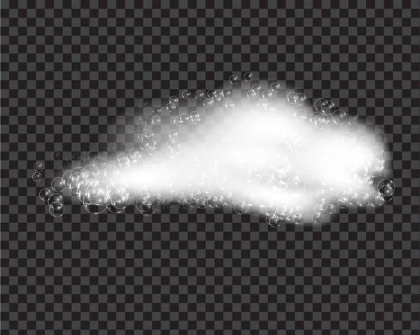 Koupelová pěna mýdlo s bublinami izolované vektorové ilustrace na průhledném pozadí. Šampon a mýdlová pěna vektorová ilustrace. — Stockový vektor