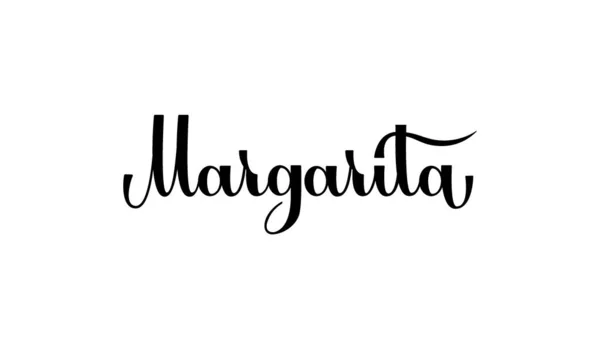 Lettrage Margarita isolé sur fond blanc pour imprimer, design, bar, menu, offres, restaurant. Étiquette moderne dessinée à la main pour cocktail d'alcool Margarita. Inscriptions manuscrites cokctail f — Image vectorielle