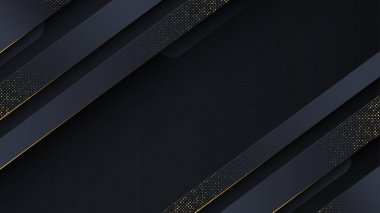 Karbon lüks soyut arka plan ve siyah örtüşen katmanlar. Lüks altın parıltılı benekli desen karbon..