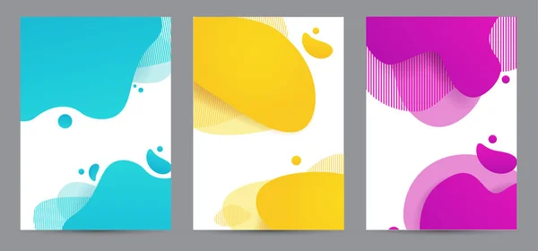 Amoeba diseño funky para productos de impresión. Banner de estilo dinámico con elementos de gradiente funky ameba. Creativo para póster, web, aterrizaje, página, portada, anuncio, saludo, tarjeta, medios sociales, promoción . — Vector de stock