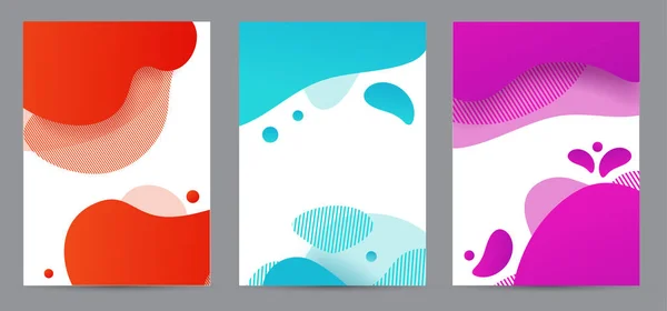 Amoeba funky design for print products. Dynamic style banner set with amoeba funky gradient elements. Creative for poster, web, landing, page, cover, ad, greeting, card, social media, promotion. — Stock Vector