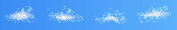 Savon de bain en mousse avec bulles isolées illustration vectorielle sur fond transparent. Ensemble d'illustration vectorielle de mousse de shampooing et de savon. — Image vectorielle