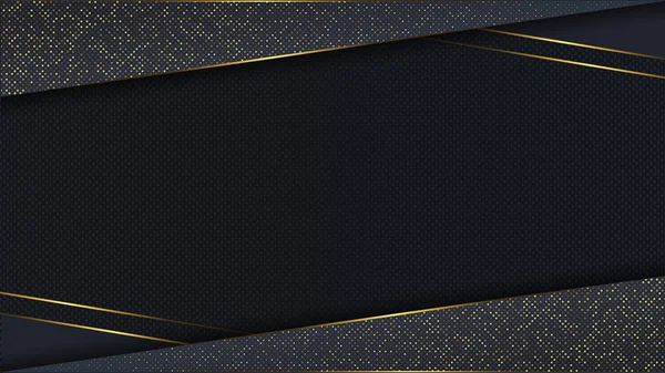 Karbon lüks soyut arka plan ve siyah örtüşen katmanlar. Lüks altın parıltılı benekli desen karbon..