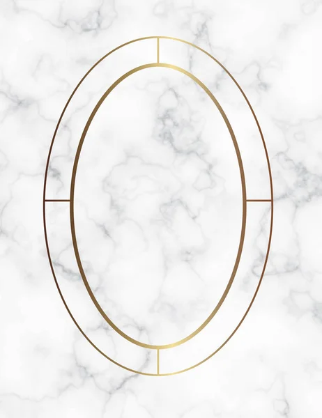 金の幾何学的なフレームを持つ大理石の背景。白い大理石の質感と黄金の幾何学的なパターンを持つ結婚式招待カードのための高級テンプレート. — ストックベクタ