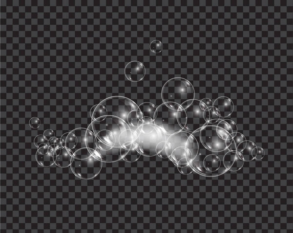 Bath foam soap with bubbles isolated vector illustration on transparent background. Shampoo and soap foam lather vector illustration.
