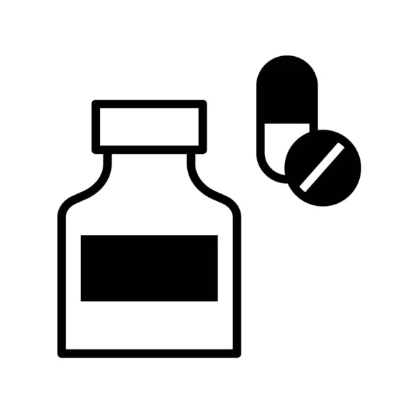 Pills and pills bottles. Modern infographic logo and pictogram. — 스톡 벡터