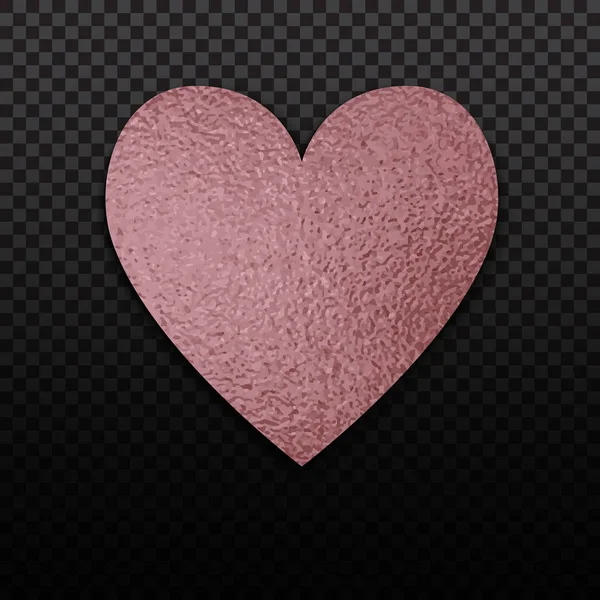 Rozenfolie hart voor luxe Valentijnsdag, bruiloft of verjaardag wenskaart. Ontwerp van bladaluminium. — Stockvector