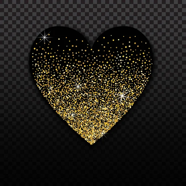 Aranyszívű csillogás. Arany ikon sziluett. Vektor illusztráció Valentin-napra és esküvő szívvel. — Stock Vector