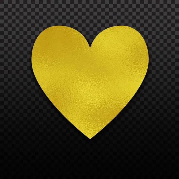 Goldfolie Herz für Luxus-Valentinstag, Hochzeit oder Geburtstag Grußkarte. Goldfolien-Design. — Stockvektor