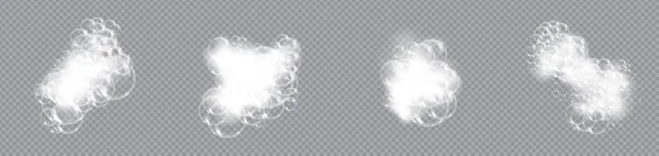 Badeschaum-Seife mit Blasen isolierten Vektor-Illustration auf transparentem Hintergrund. Set von Shampoo und Seifenschaum Schaumstoff Vektor Illustration. — Stockvektor