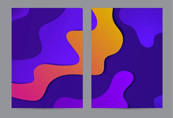 Diseño de cubierta de fluido púrpura. Folleto de composición de formas de gradiente líquido. Carteles de diseño futurista. Diseño de fondo fluido formas abstractas de burbuja para imprimir o web sobre fondo púrpura . — Vector de stock
