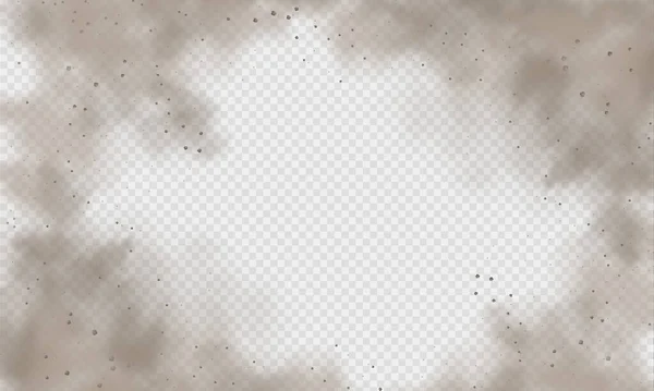 Dust Cloud Sand Storm Powder Spray Transparent Background Desert Wind — Stock Vector