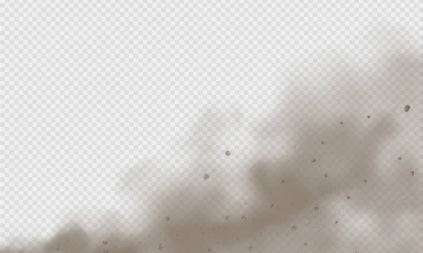 Пылевое Облако Песчаная Буря Порошковый Брызг Прозрачном Фоне Ветер Пустыни — стоковый вектор