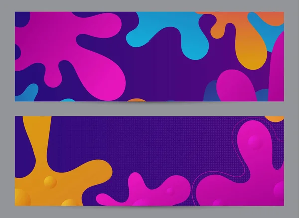 Lila Fließende Banner Flüssiges Gefälle Formt Die Zusammensetzung Futuristische Design — Stockvektor