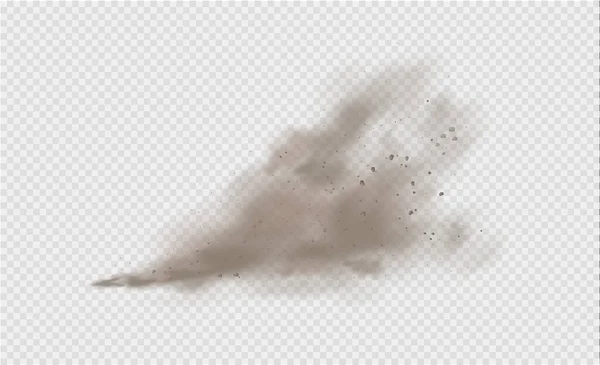 Stofwolk Zandstorm Poederspray Transparante Achtergrond Woestijnwind Met Wolk Van Stof — Stockvector