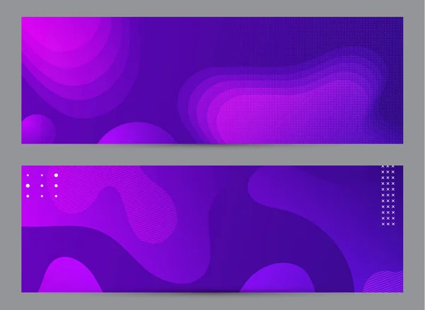紫色流体背景设计。液体梯度决定组成.未来派设计海报。紫色背景印刷或网络用流体横幅设计抽象气泡形状. — 图库矢量图片