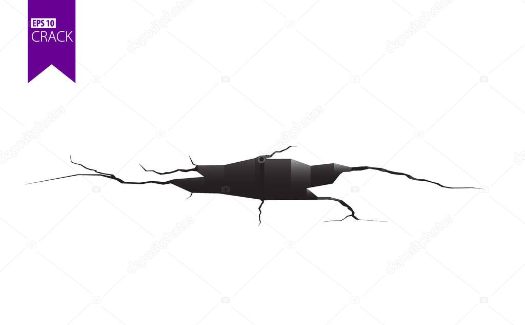Ground cracks. Earthquake and ground cracks, hole effect, craquelure and damaged wall texture. Vector illustrations can be used for topics earthquake, crash, destruction