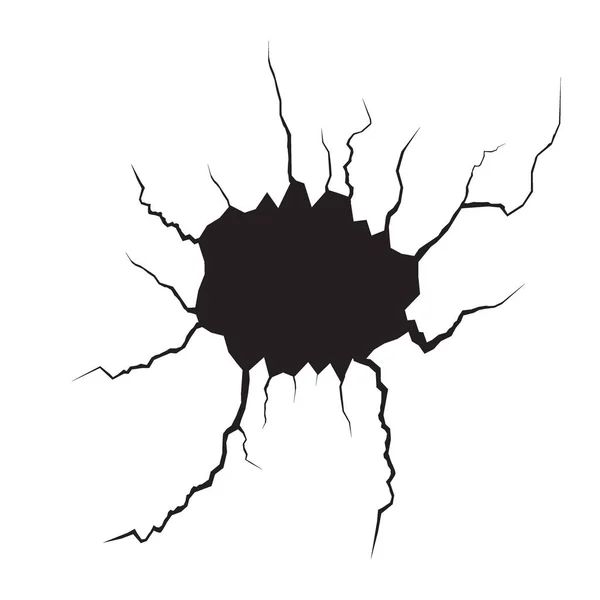 Fessure da terra. Terremoto e fessure di terra, effetto foro, craquelure e struttura della parete danneggiata. Illustrazioni vettoriali possono essere utilizzati per argomenti terremoto, crash, distruzione. — Vettoriale Stock
