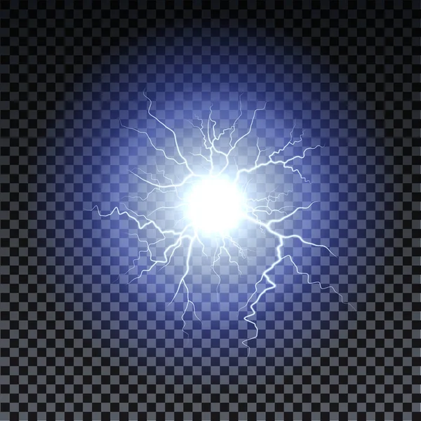 Foudre et étincelles, énergie électrique sur transparent b — Image vectorielle