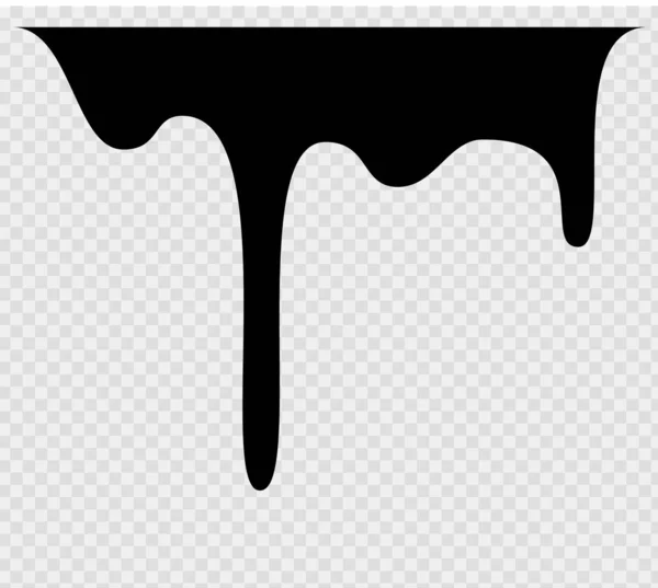 Fusion noire gouttes ou gouttes de sauce liquide. Gouttes de chocolat liquide ou fondu noir, peinture actuelle . — Image vectorielle