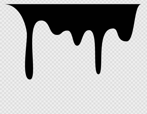 黑色熔滴或液体酱汁滴。黑色液体或融化的巧克力滴，当前油漆. — 图库矢量图片