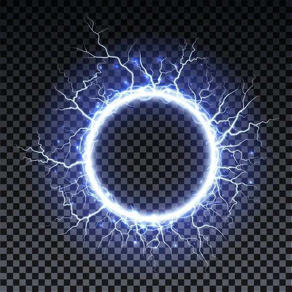 落雷や火花、透明な背景に電気エネルギー。稲妻と火花。ベクトル神経細胞システム. — ストックベクタ