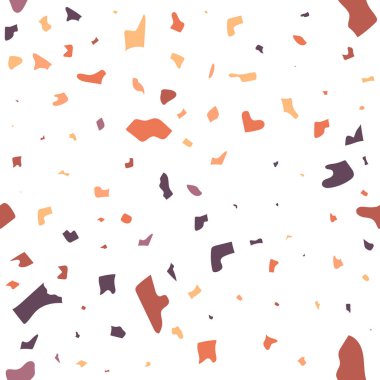 Terrazzo döşeme vektörü kusursuz desen. Kumaş baskısı, ambalaj kağıdı, döşeme için modern vektör çizimi. Klasik Venedik terrazzo tarzı doğal taş, granit, kuvars..