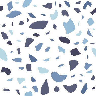 Terrazzo döşeme vektörü kusursuz desen. Kumaş baskısı, ambalaj kağıdı, döşeme için modern vektör çizimi. Klasik Venedik terrazzo tarzı doğal taş, granit, kuvars..