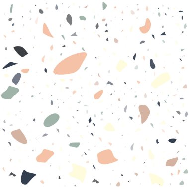 Terrazzo döşeme vektörü kusursuz desen. Kumaş baskısı, ambalaj kağıdı, döşeme için modern vektör çizimi. Klasik Venedik terrazzo tarzı doğal taş, granit, kuvars..