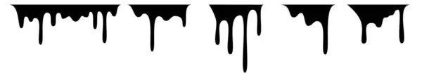 Чорні Краплі Танення Або Краплі Рідкого Соусу Чорні Рідкі Або — стоковий вектор
