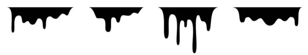 黒い溶融ドリップまたは液体ソースが低下します 黒液または溶かしたチョコレート滴 現在の塗料 — ストックベクタ