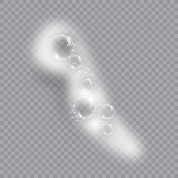 Koupelová Pěna Mýdlo Bublinami Izolované Vektorové Ilustrace Průhledném Pozadí Šampon — Stockový vektor