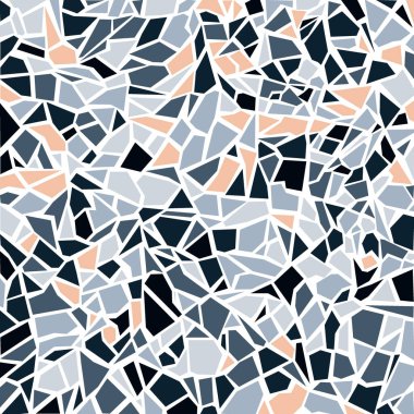Terrazzo döşeme vektör deseni. Kumaş baskısı, ambalaj kağıdı, döşeme için modern vektör çizimi. Klasik Venedik terrazzo tarzı doğal taş, granit, kuvars..