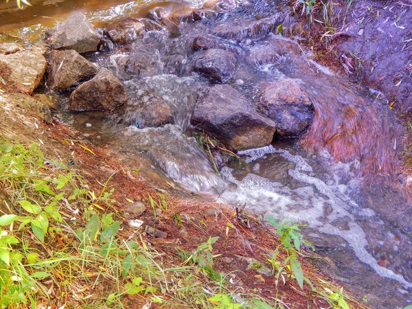 Arroyo con agua fría corriente en un día de verano — Foto de Stock