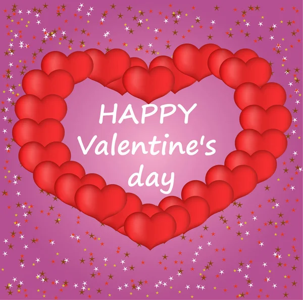 Valentijnsdag kaart met harten vectorillustratie — Stockvector