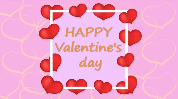 Valentijnsdag kaart met harten vectorillustratie — Stockvector