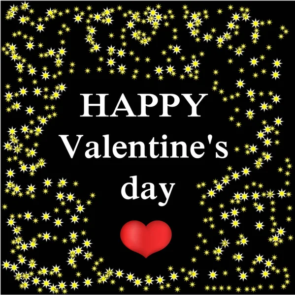 Valentijnsdag, kaart met hartjes op een zwarte achtergrond — Stockvector