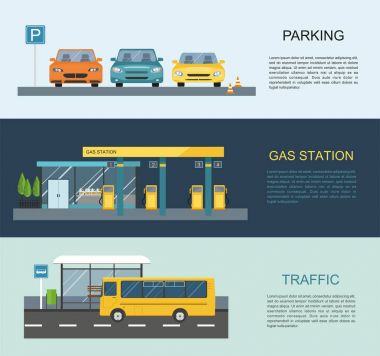 Ulaşım infographics. Vektör düz çizim.