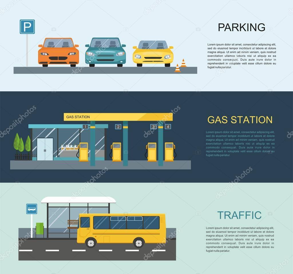 Transportation infographics.  Vector flat illustration.