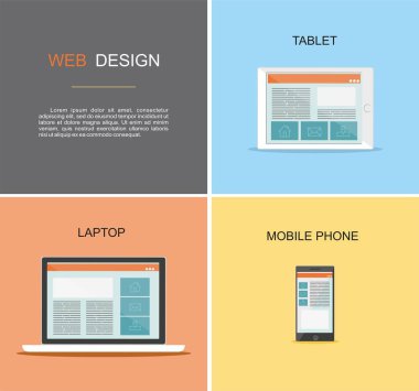 Duyarlı web tasarım. Dizüstü bilgisayar, tablet ve cep telefonu. 