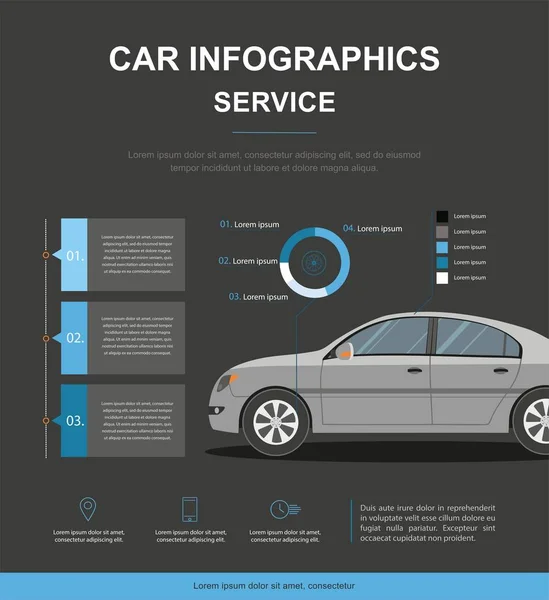 Business infographic with car. Car auto service infographics design. — Stock Vector