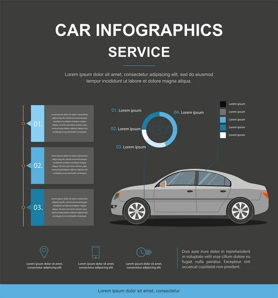  İş Infographic araba ile. Araba oto Servisi infographics tasarım.