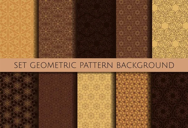 Set Geometric Contour Pattern Brown Background Hand Drawn Organic Abstract — Stock Vector