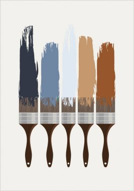 Beyaz bir arka plan üzerinde renkli renkli Boya fırçaları