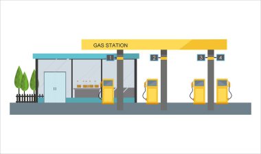 Beyaz arka plan üzerinde gaz akaryakıt istasyonu