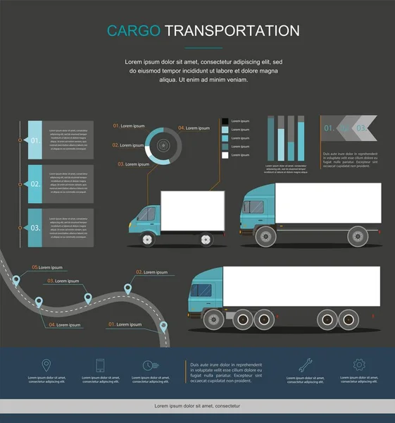 Servicio Logística Carga Diseño Infográfico Infografía Negocios Con Transporte — Vector de stock