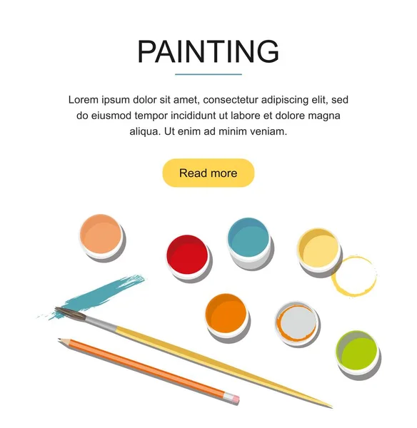 Painting Paints Brushes Pencil Isolated White Background Back School — Stock Vector